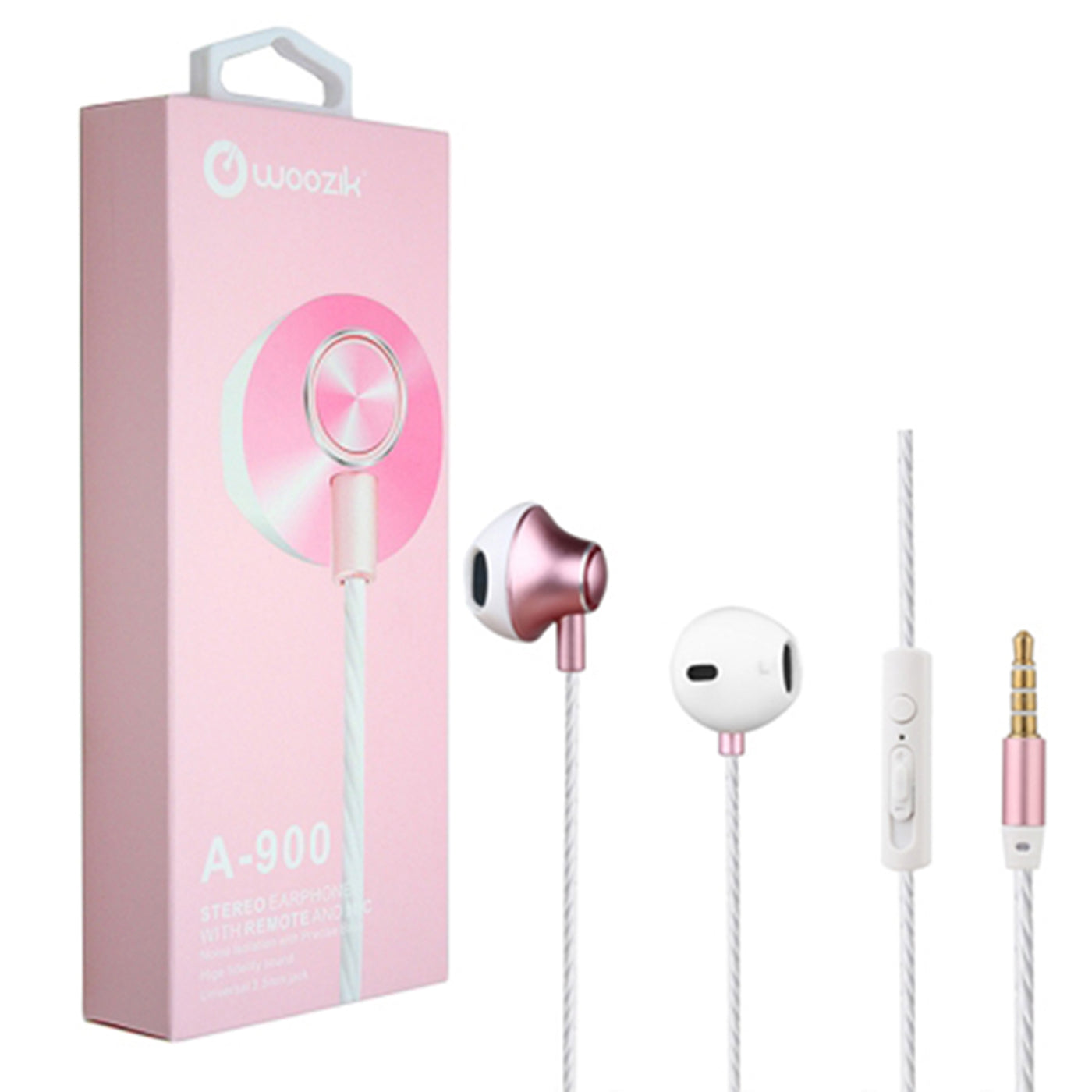 A900 In-Ear Stereo Earphones w/Built-In Mic and Volume Control In Rose Gold M2RWK-HF-A900RG